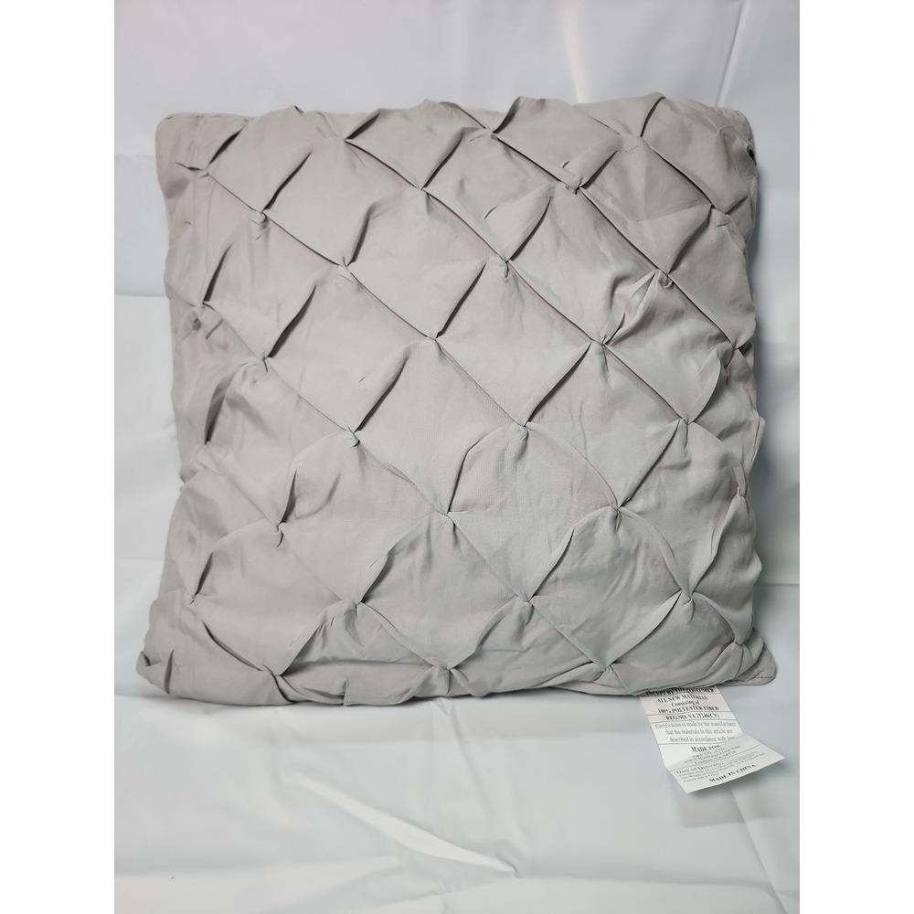 Madison Park Gray Pinch-pleat Throw Pillow Textured Diamond Pintuck Design 18x18